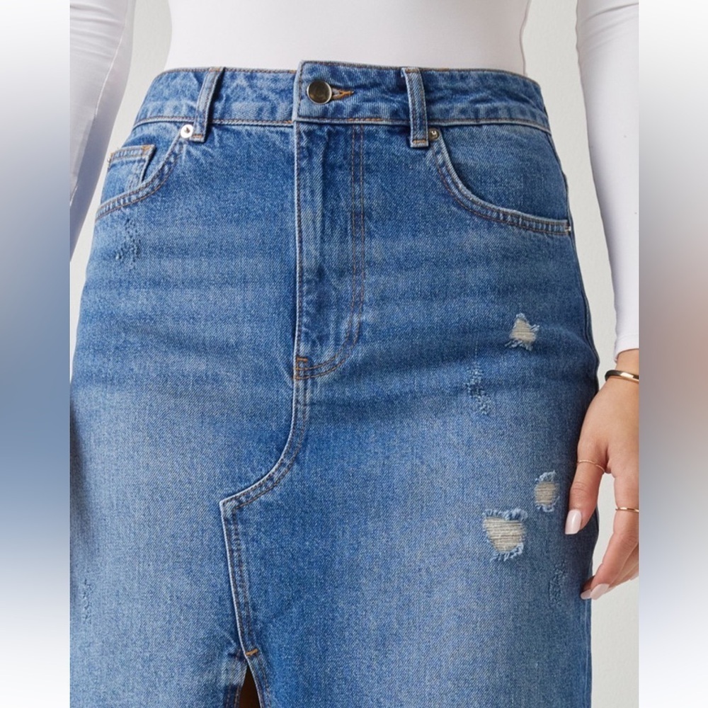 Dark Wash Denim Midi Skirt - Picture 17 of 17